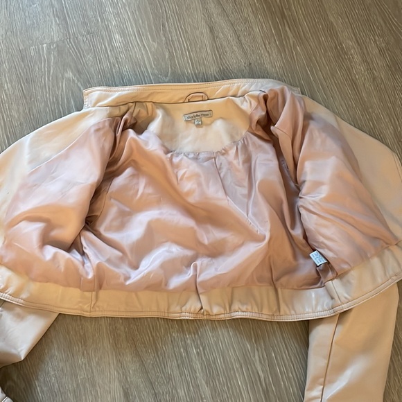 Light Pink faux leather jacket size large fits like XS - Picture 4 of 9